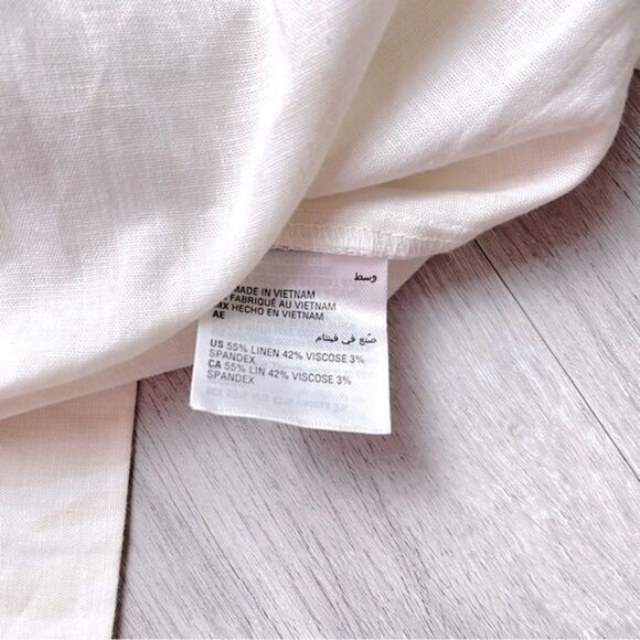 White Zebra Linen Long Sleeve Top M - Picture 3 of 4